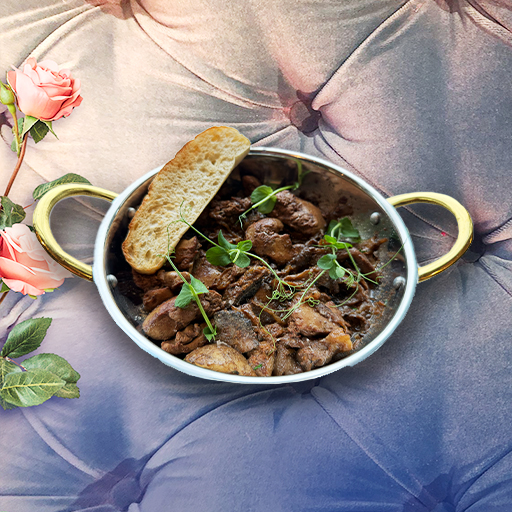 Chicken Livers with Cognac & Caramelized Onions