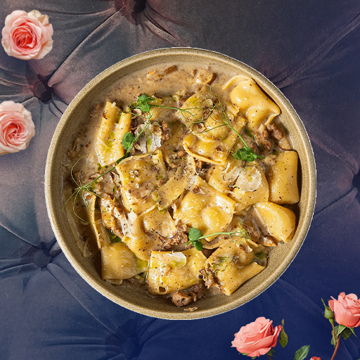 Paccheri with Sausage, Truffle and Porcini